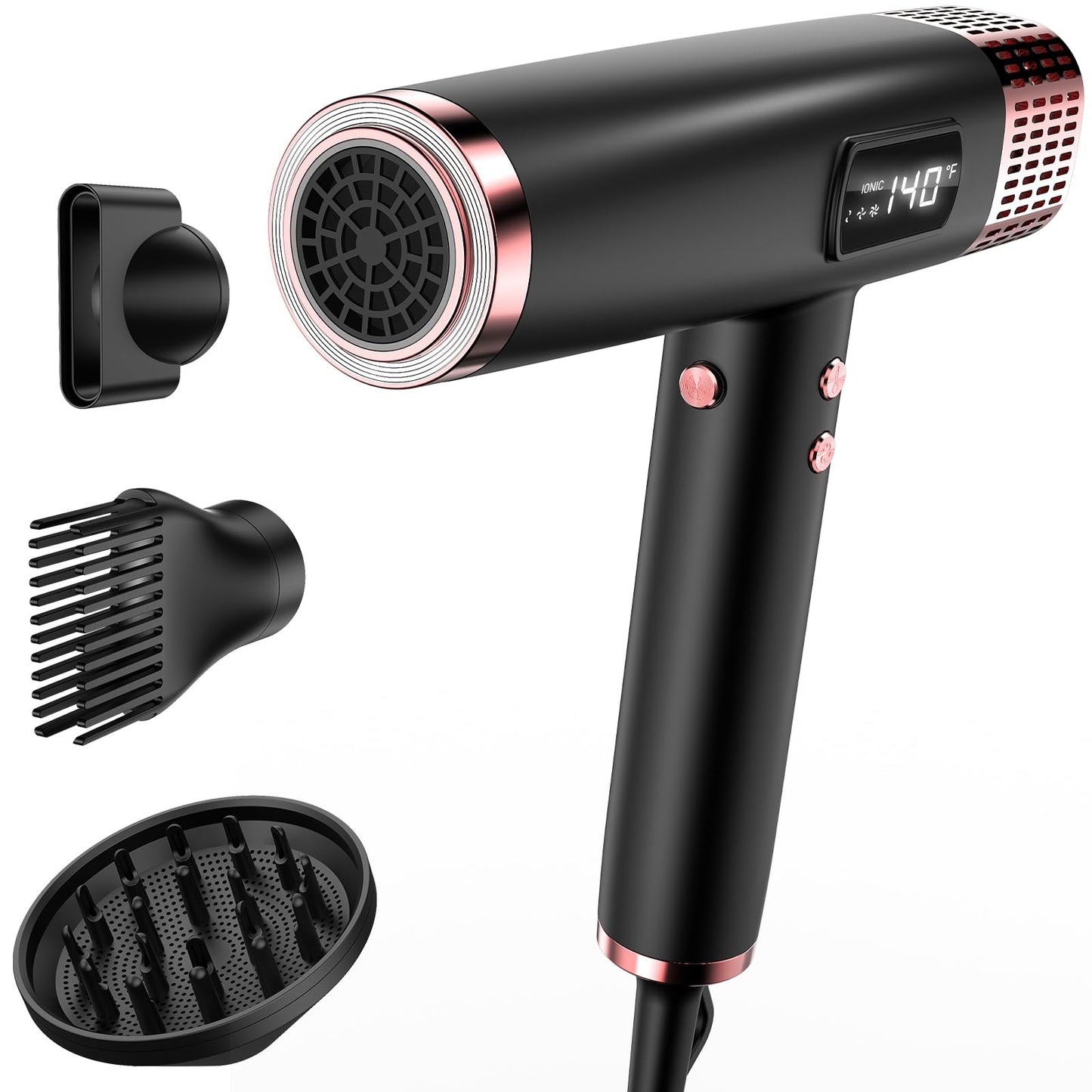 MESCOMB Dual Voltage Ionic Hair Dryer with Diffuser - 1875W High-Speed Blow Dryer for Women, Fast Drying, No Heat Damage, Low No