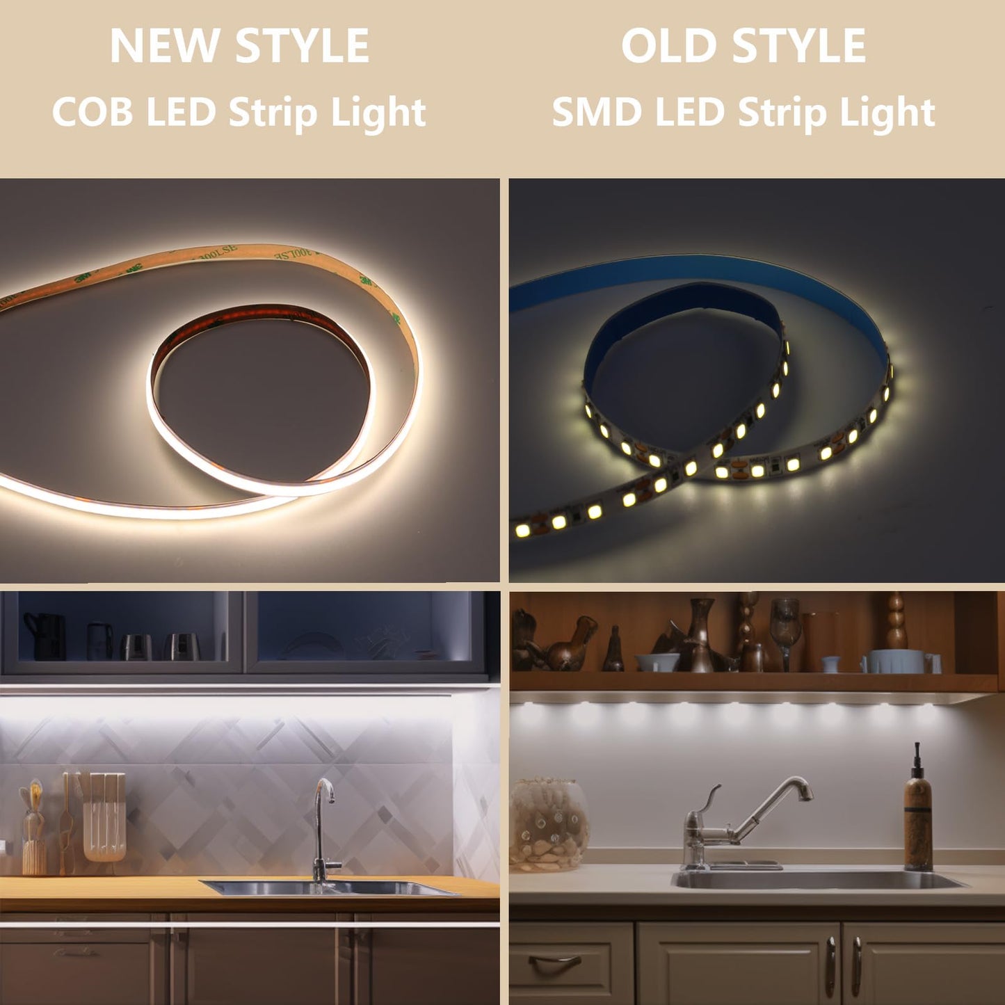 BENLUN 24V CCT COB LED Strip Lights Kit 65.6ft (2 Rolls of 32.8ft), 2700K-6500K Dimmable White Cuttable LED Tape Light CRI 93 with Remote Controller and Power Supply for Bedroom Indoor Decoration