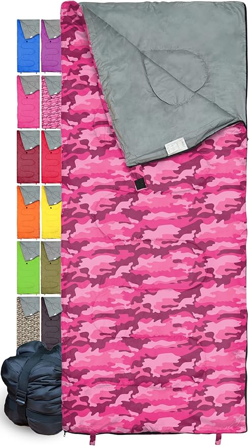 Sleeping Bag Indoor & Outdoor Use. Great for Kids, Boys, Girls, Teens & Adults. Ultralight and Compact Bags are Perfect for Hiking, Backpacking & Camping