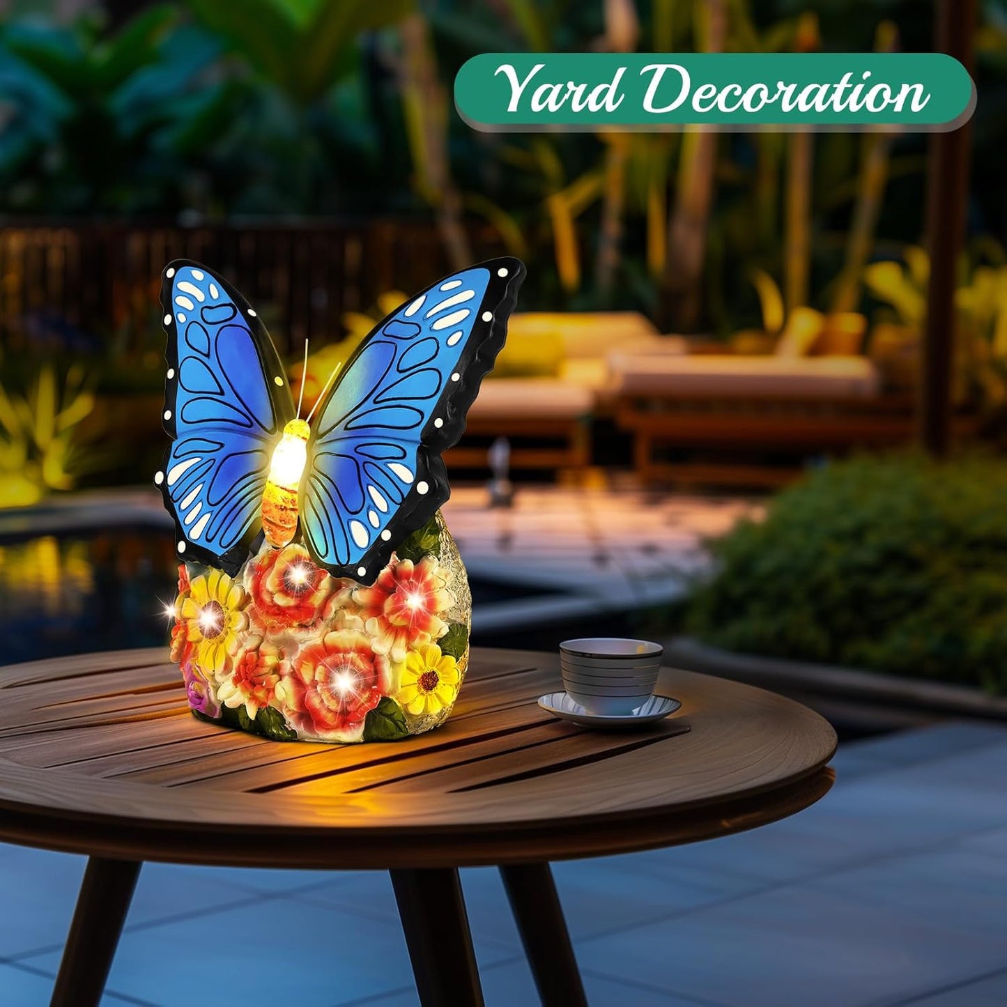 Linkax Fall Decor, Gifts for Women Mom Grandma Sister, Butterfly Statue Solar Lights Outdoor Garden Decor for Outside Yard Patio Balcony Front Porch Home, Gardening Christmas White Elephant Gifts