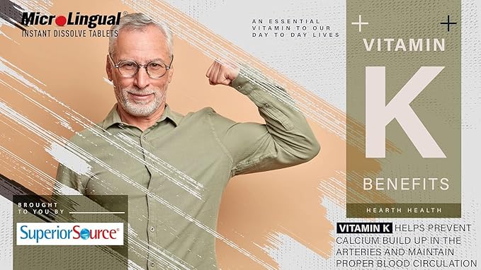 Superior Source Vitamin K-2 100 mcg with Vitamin D3 125 mcg - Bone Strength Support Supplement - Aids Healthy Joints - Immune System Health Support - 60 Sublingual Dissolving Tablets