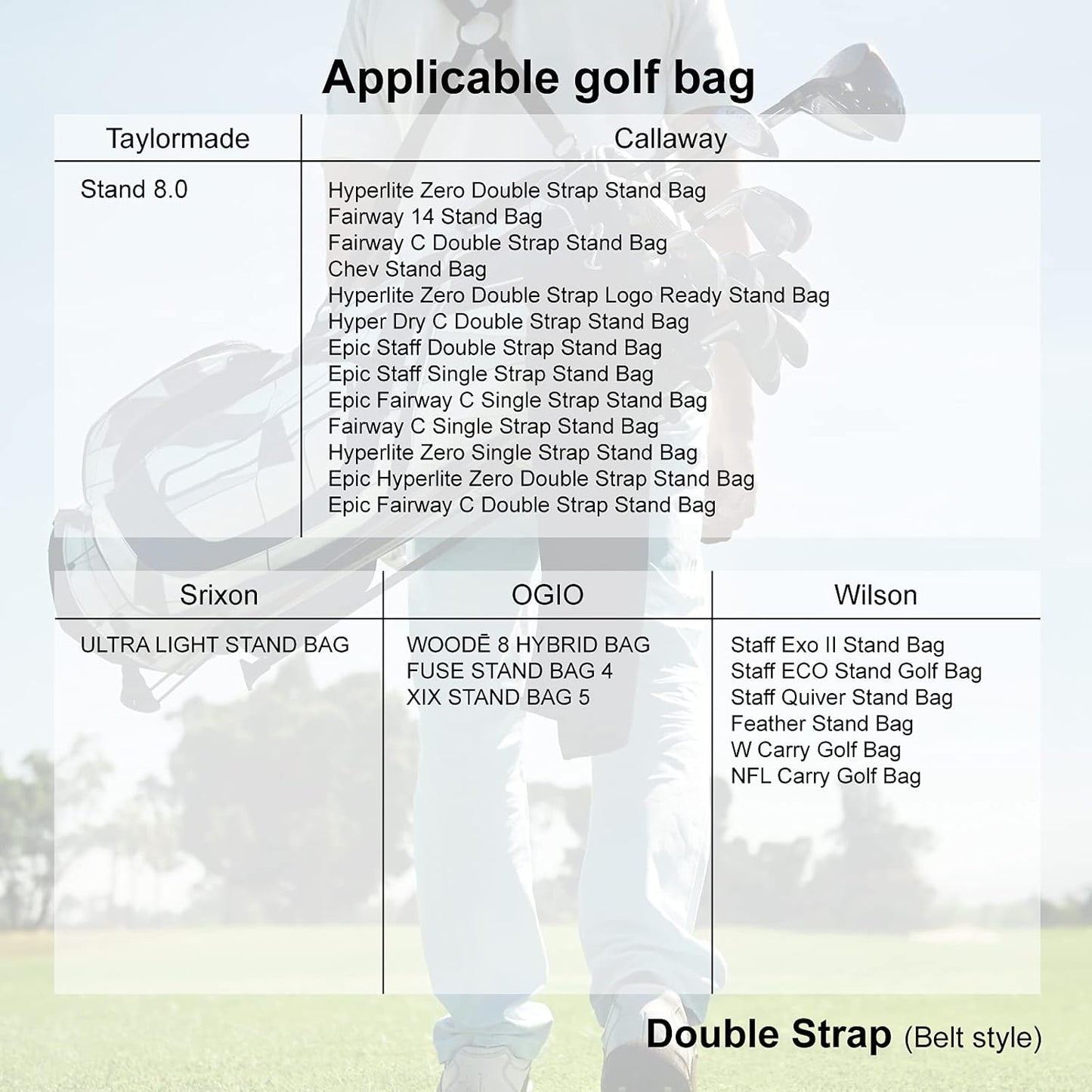 Golf Bag Strap Replacement Comfort Double Shoulder Adjustable Strap Padded Golf Carrying Bag Strap