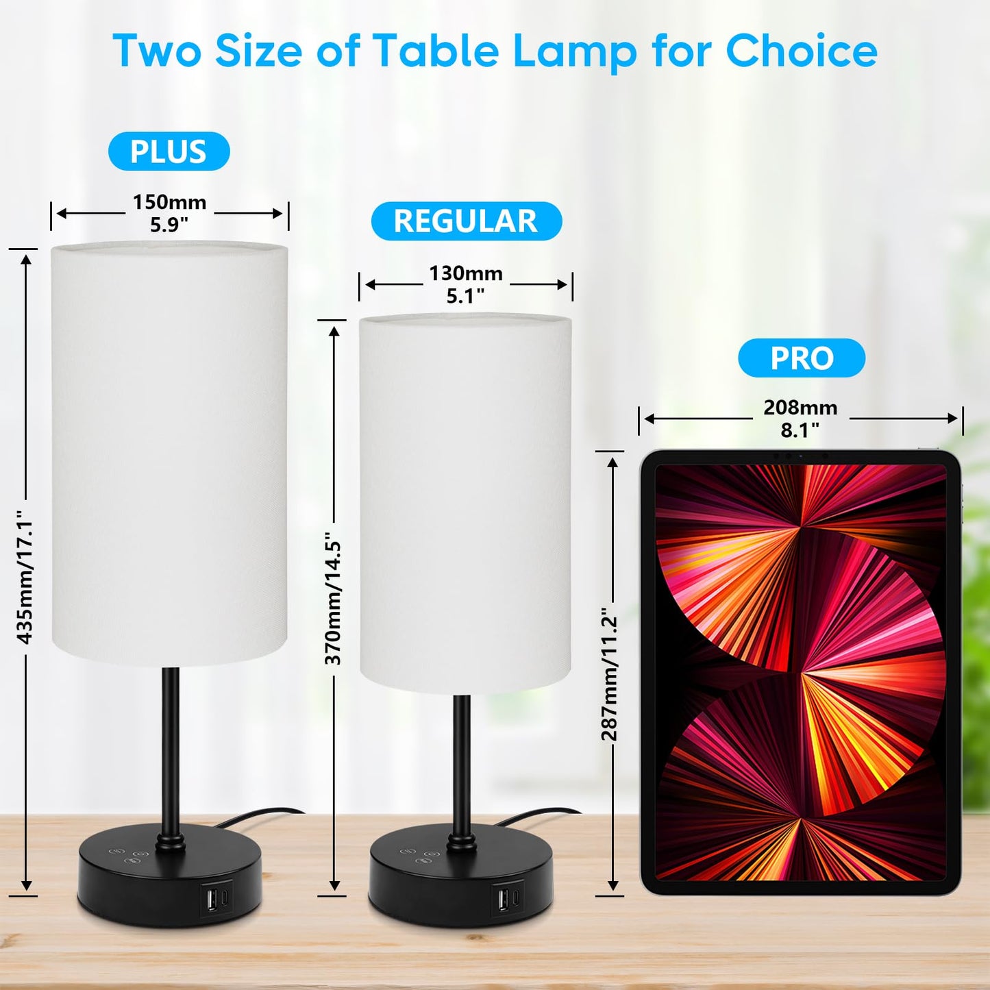 Unicozin Table Lamp 3 CCT RGB Color Changing Stepless Dimmable 17In Cream - Black