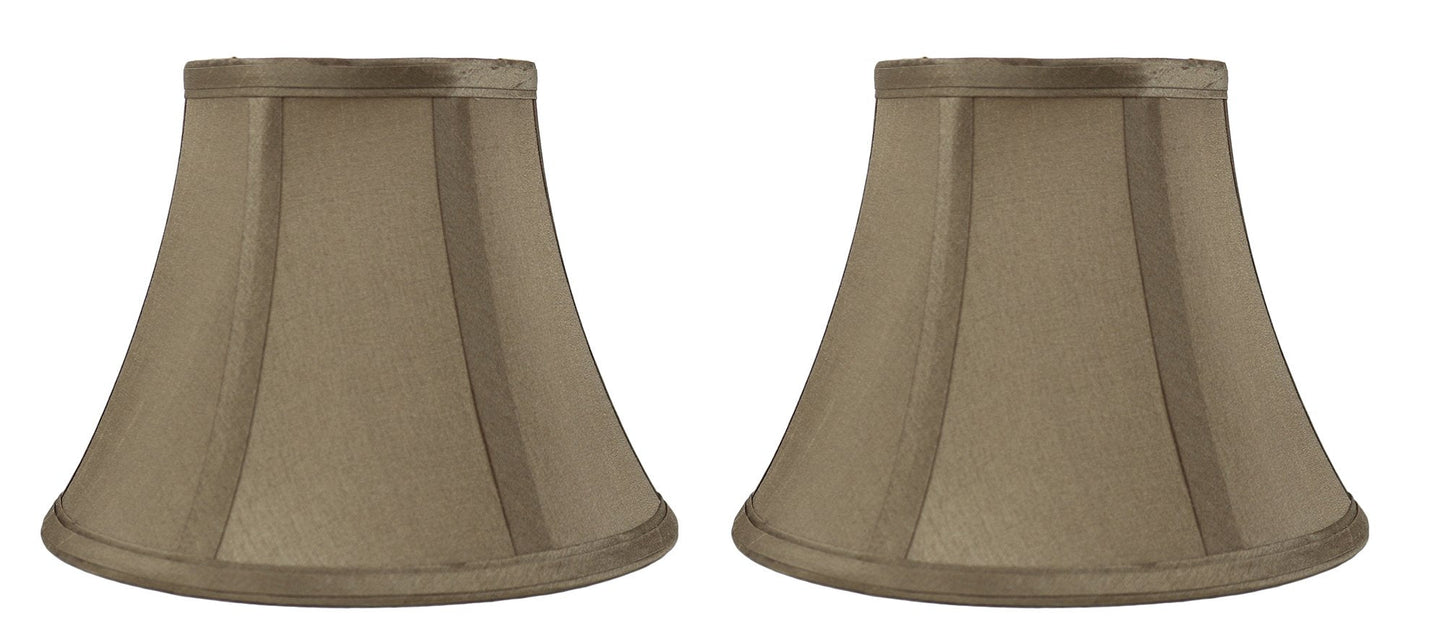 Urbanest Set Of 2 Softback Bell Lampshades, Faux Silk, 5X9X7, Golden Taupe, Spider-Fitter