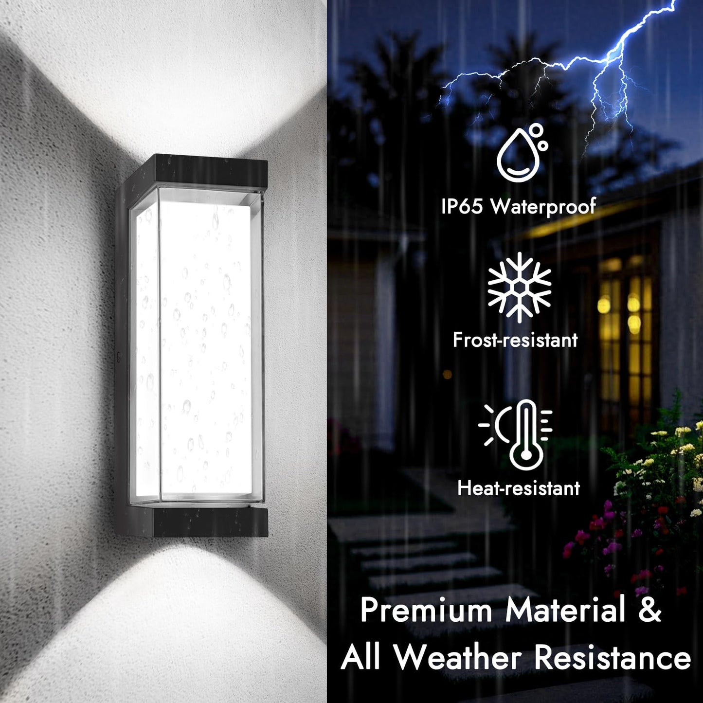 Dugwry Led Exterior Lighting Fixtures  24W Ip65 Waterproof Outdoor Wall Sconce  3000Lm 6000K Porch Lights With Double Lampshades  Black Wall Lamps For Outside  Modern Wall Mount Lighting For Entryway
