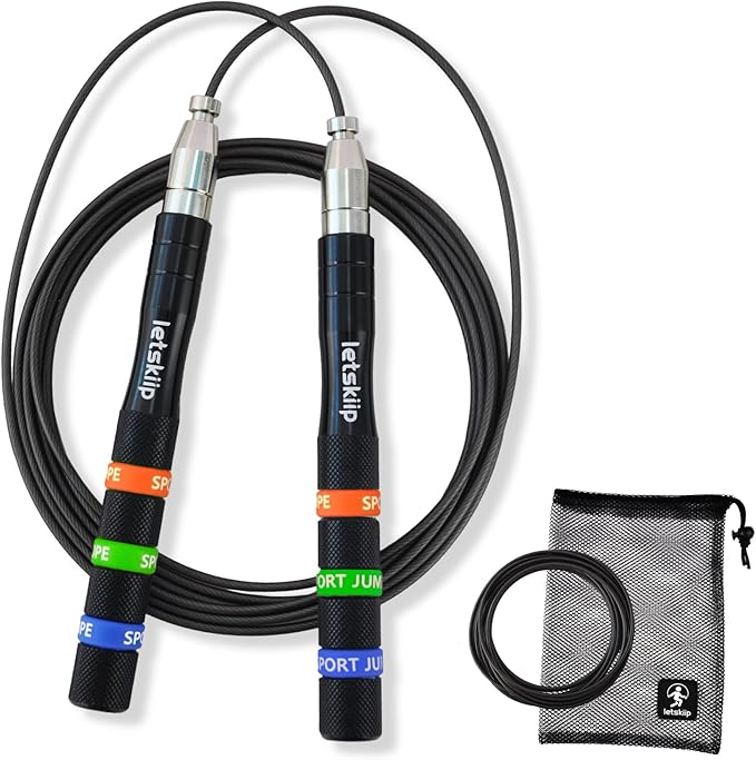 Letskiip Speed Jump Rope for CrossFit & Boxing - Secure Self-Locking Adjustable Skipping Rope for Men & Women - Anti-Slip ...