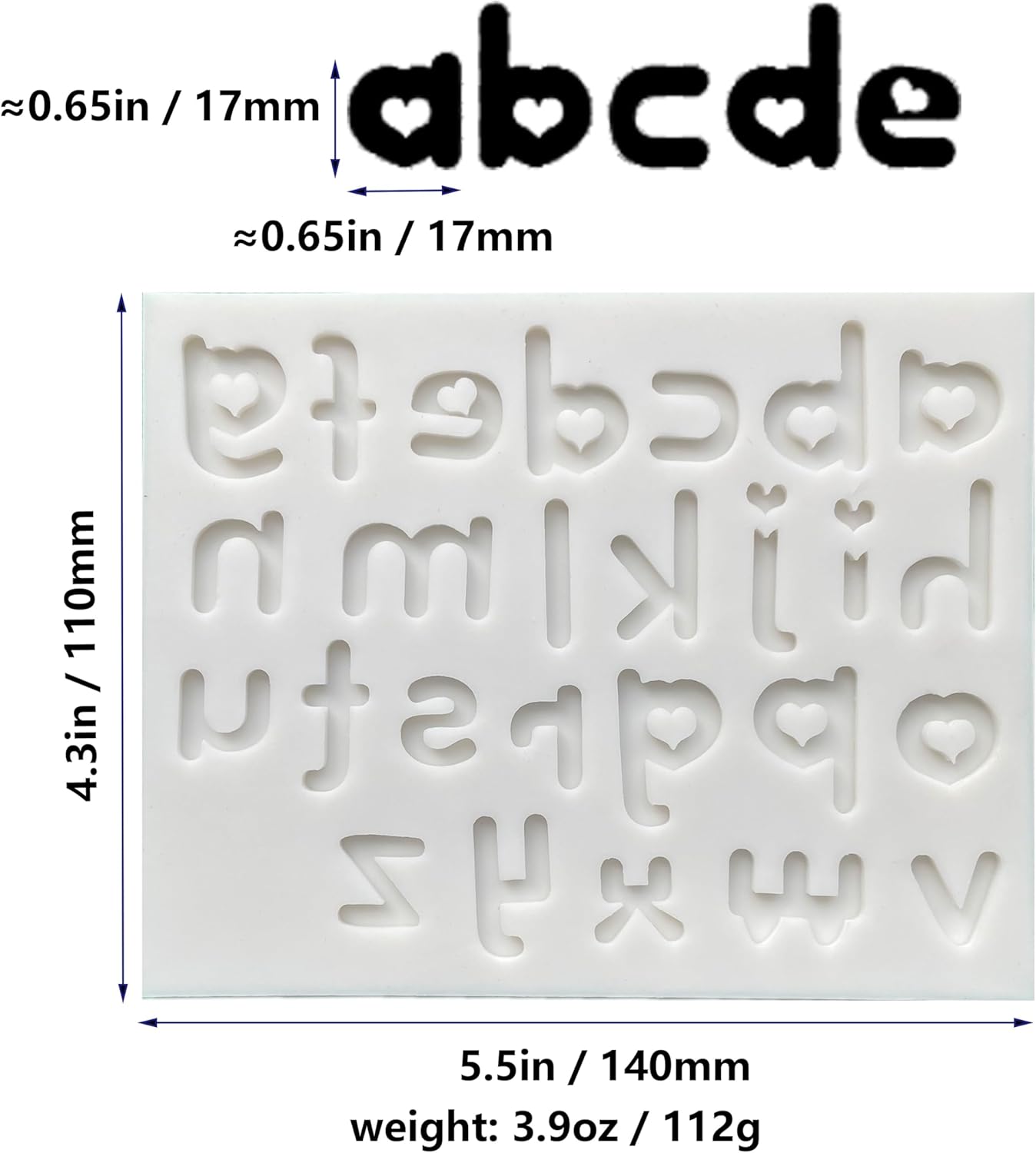 3-Piece Valentine with Heart-shaped Letters & Numbers Silicone Mold Set for Various Crafts - Perfect for Fondant Cakes, Chocolate, Resin, Gumpaste & DIY Creations