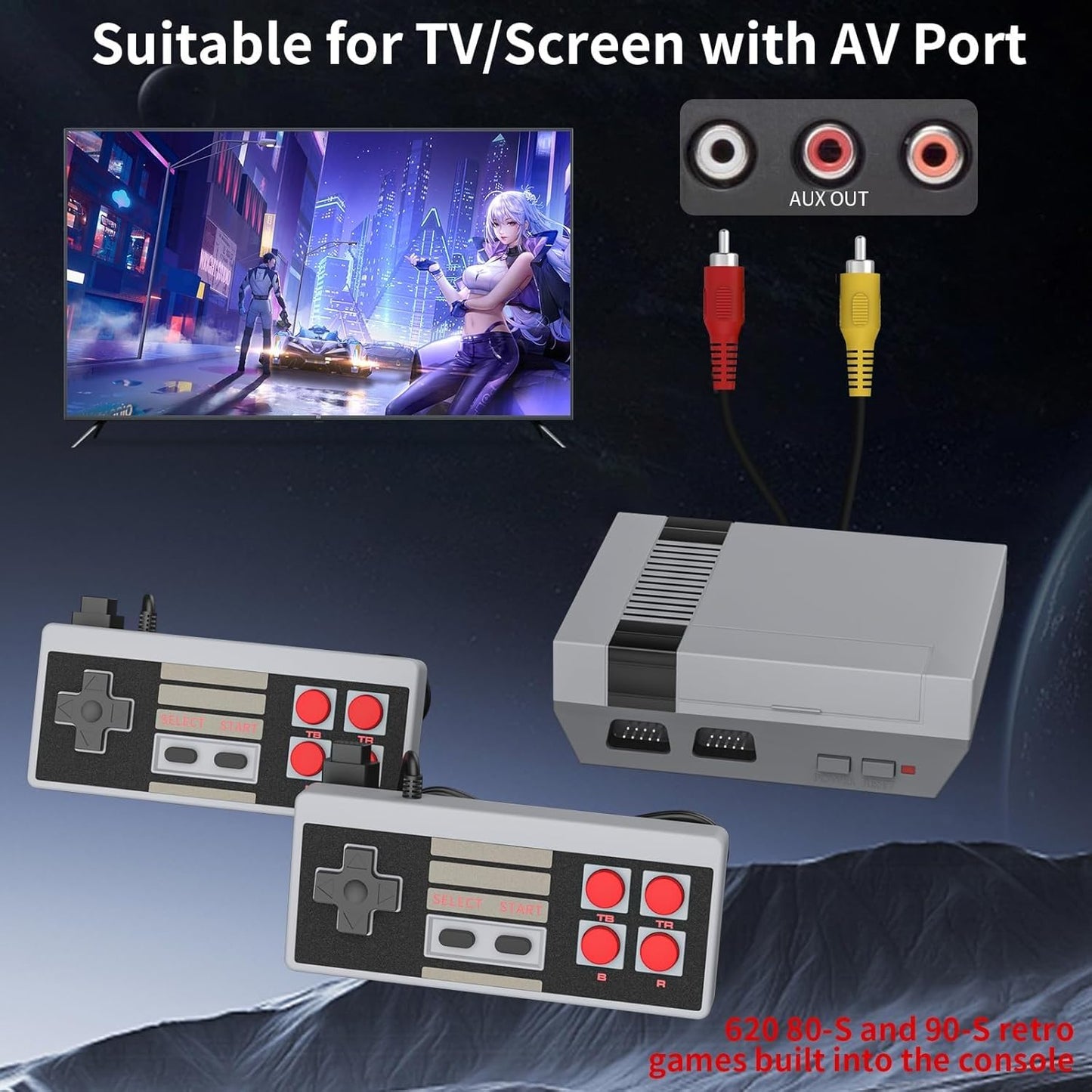 GameNext Retro Game Console,Classic Mini Handheld Video Game Console Built-in 620 Classic Edition Games, AV Output and Dual Game Controllers