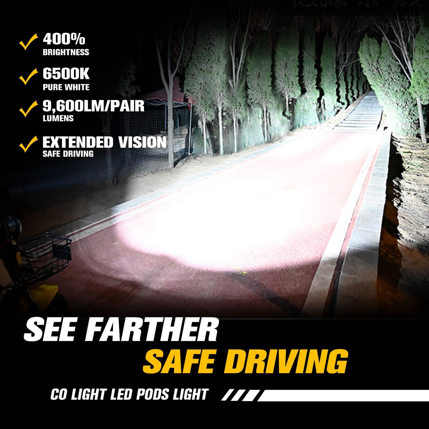 Co Light Led Flood Lights Pods 2Pcs 4 Inch 96W Flood Beam Fog Lights For Motorcycle Auxiliary Super Bright Atv Led Work Light For Truck Suv Utv Boat Tractor Forklift