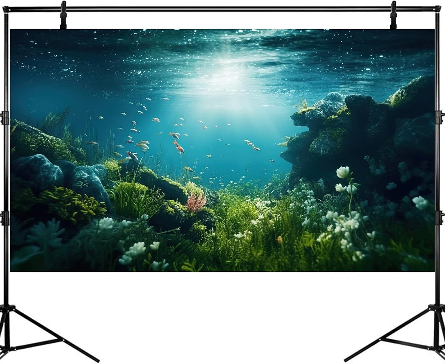 Underwater Aquarium Background Under The Sea Fish Tank Background Ocean Floor Green Aquatic Plants Aquarium Backgrounds Deep Sea Sunray Tropical Fish Aquarium Tank Backgrounds 36x24in