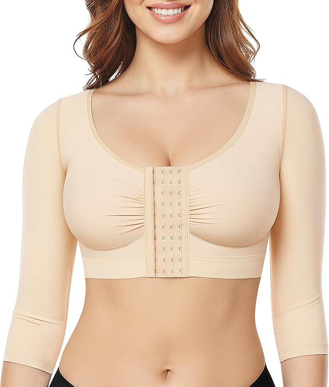 BRABIC Upper Arm Shaper for Women Fajas Post Surgery Compression Sleeves Front Closure Bra Arm Lipo Shapewear Tops