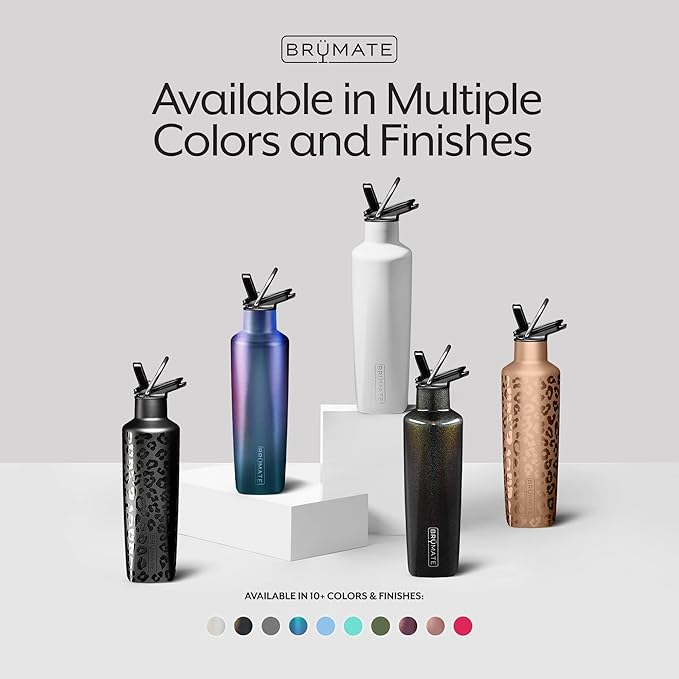 BrüMate ReHydration - 100% Leakproof 25oz Insulated Water Bottle with Straw - Stainless Steel Water Canteen (Ruby)