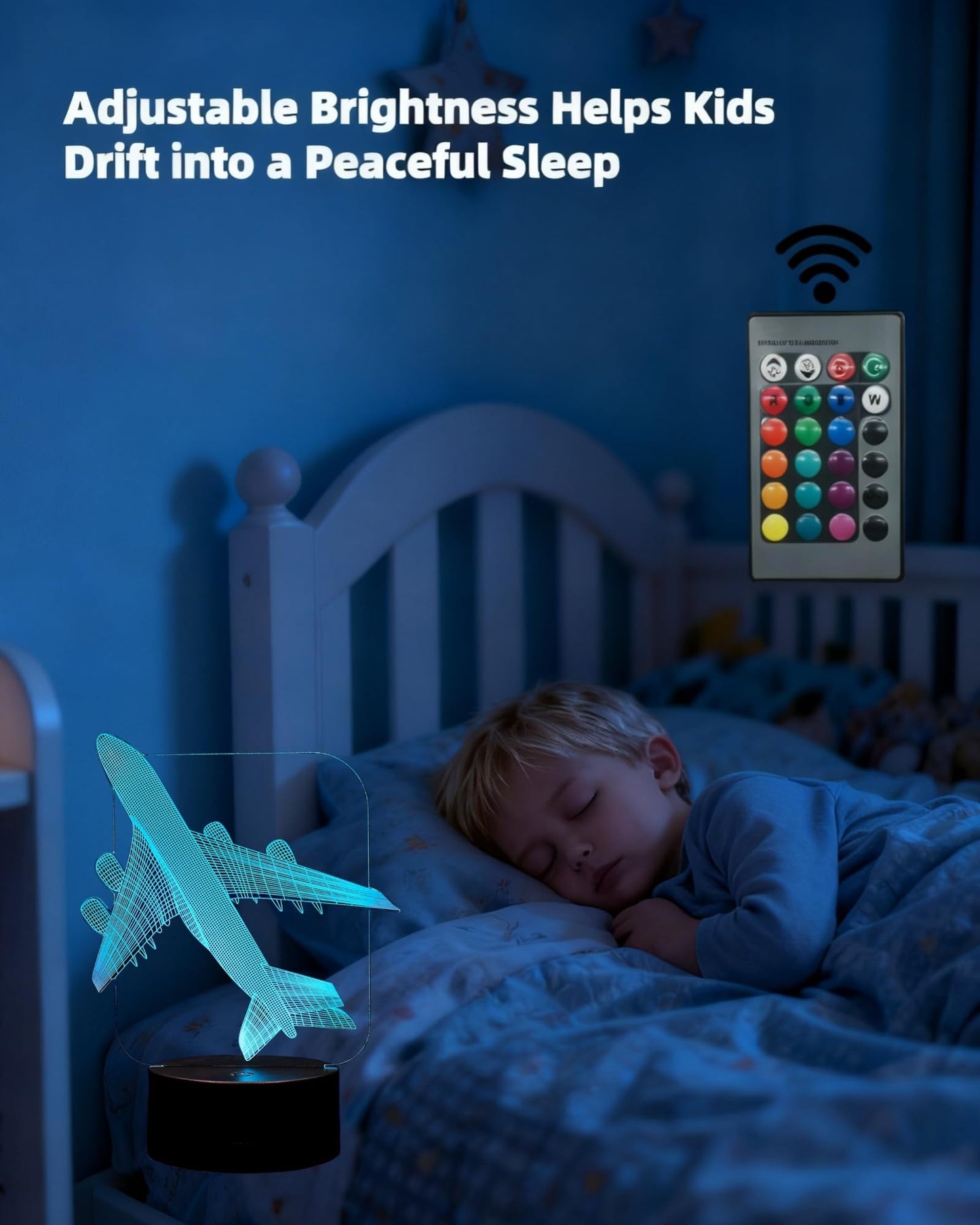 Kenmaca Air  Night Light, 3D Illusion Lamp, 16 Colors, Dimmable, Touch & Remote Control, 5.78 x 8.54 x 1.