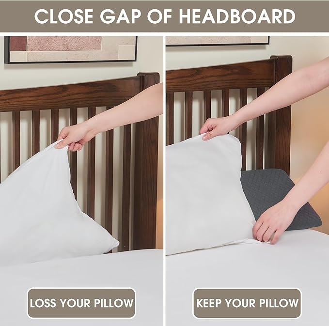 Queen Size (60"x10"x6") Bed Wedge Pillow For Headboard, Bed Gap Filler, Noodle Mattress Wedge Pillow Triangle For Sleeping To Fill The Gap (0-8") Between Headboard and Mattress, (Dark Grey, Queen)