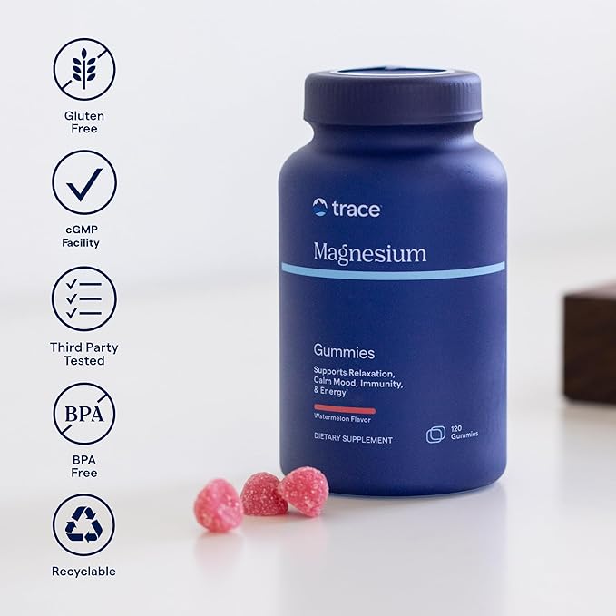 Trace Minerals Magnesium 84mg - Chewable Magnesium Supplement for Bone & Heart Health Support - Immune System Support - Aids Relaxation & Healthy Sleep - Watermelon, 120 Gummies (120 Servings)