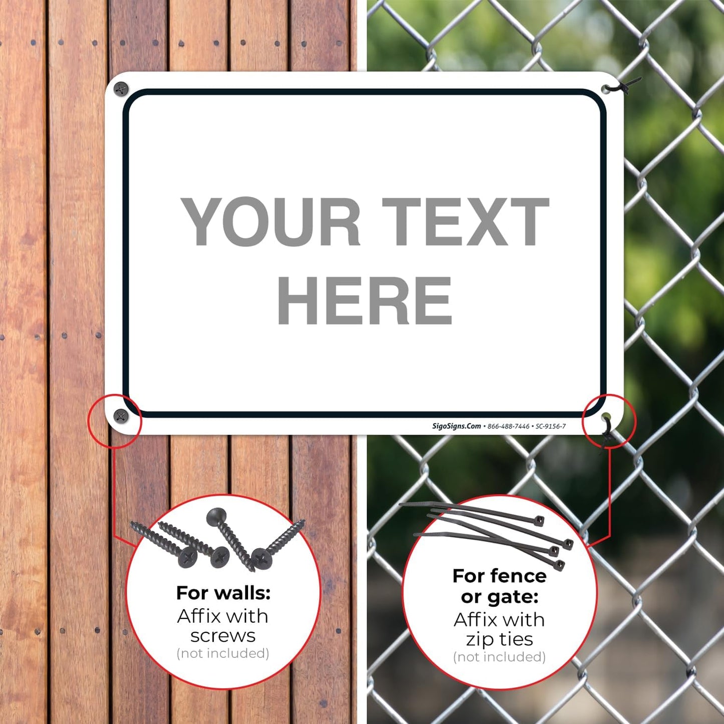 Custom Sign, Personalized Metal Signs, Customize for Office, Business, Home, Workplace, Airbnb, Delivery Signs, 10x7 Inches, Rust Free .040 Aluminum, Fade Resistant, Made in USA by Sigo Signs