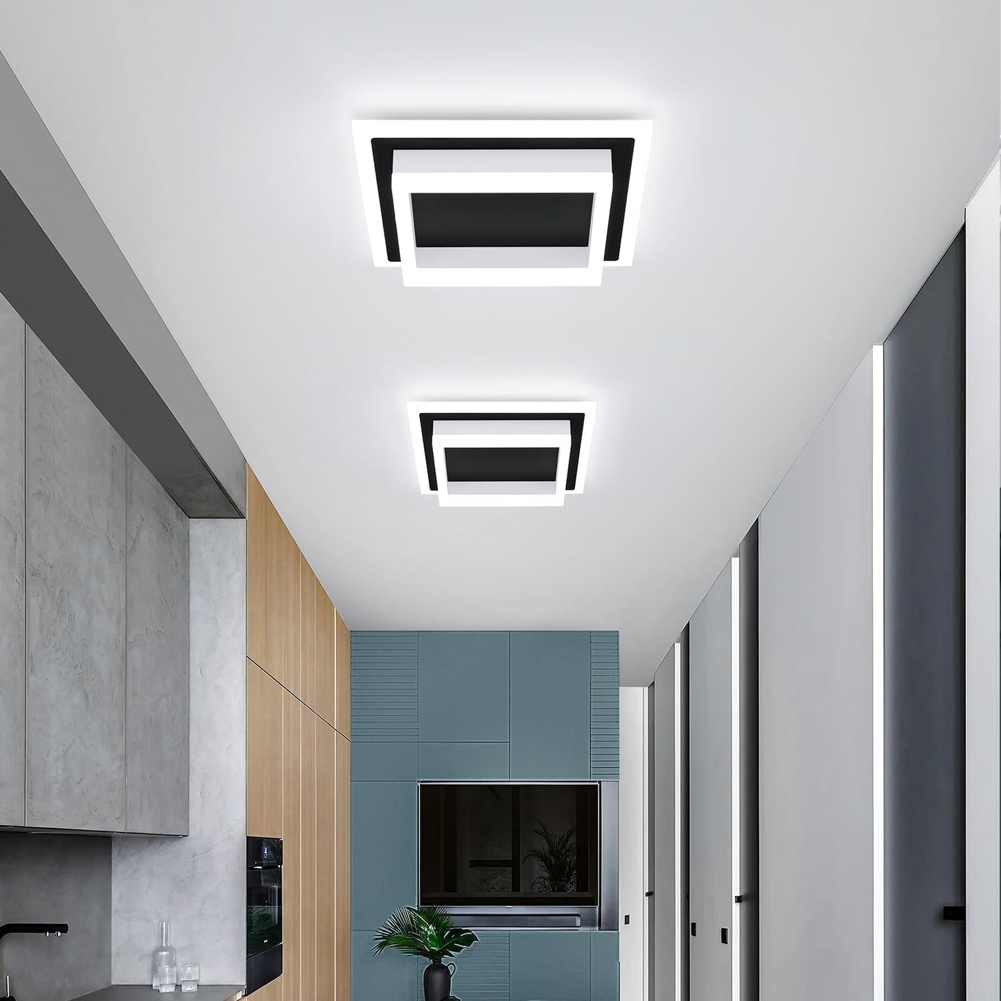 Eidisuny 32W Modern Led Ceiling Light  Small Flush Mount Light Fixture  Kitchen Ceiling Lighting Fixtures 6000K  Square Hallway Lighting Fixtures For Living Room Bedroom Bathroom 2 Pack