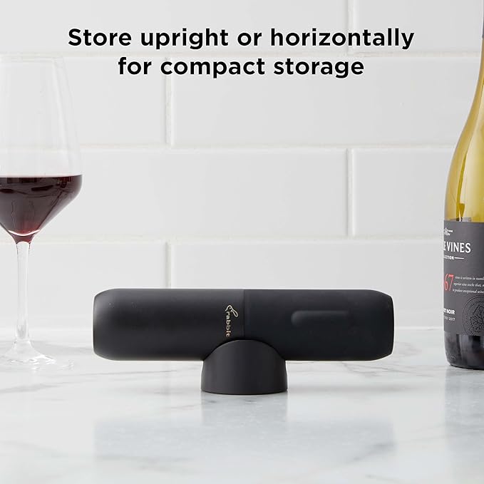 Rabbit Compact Electric Corkscrew Wine Bottle Opener | Cordless and Portable Design | Effortless One-Touch Operation | Black, 10.75 Inch