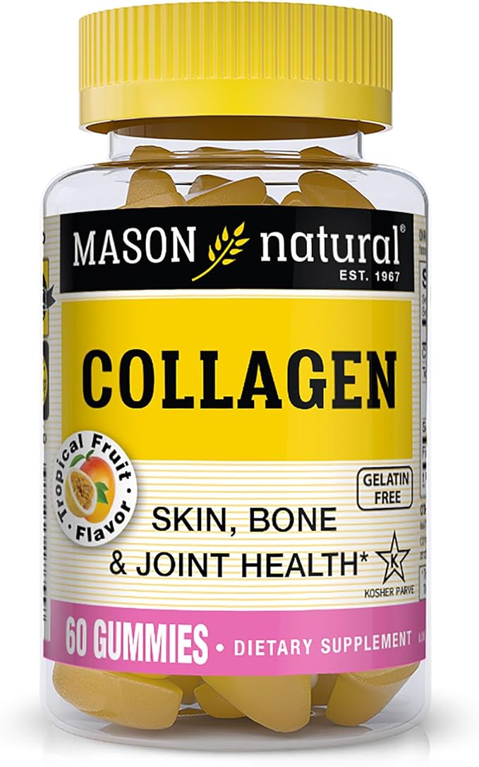 MASON NATURAL Collagen Gummies, Supports Healthy Skin, Bones & Joints, Tropical Flavor, Kosher, 60 Gummies
