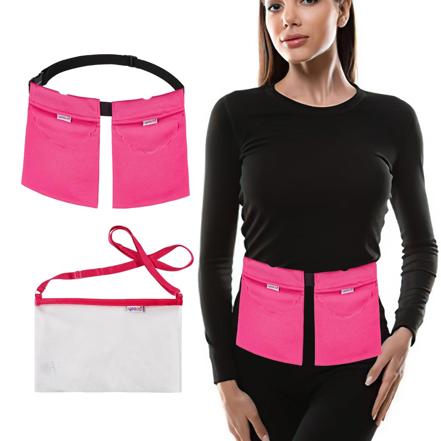 Yesito Mastectomy Drainage Pouch and Shower Support Adjustable Comfort (Pink)
