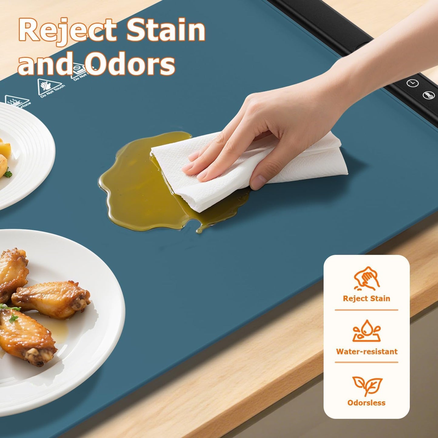 MealHelper Warming Mat for Food, Portable Food Warming Mat for Countertop, Full Surface Electric Warming Tray with Safety Lock, 4 Temp Levels & 6-Hour Timer for Thanksgiving, Xmas Parties Use (Teal)