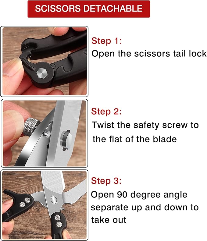 Heavy Duty Poultry Shears Scissors,Kitchen Shears for food Heavy Duty,Kitchen Scissors All Purpose,Chicken,Fish,Meat,Easily Separable for Thorough Cleaning,Dishwasher Safe.