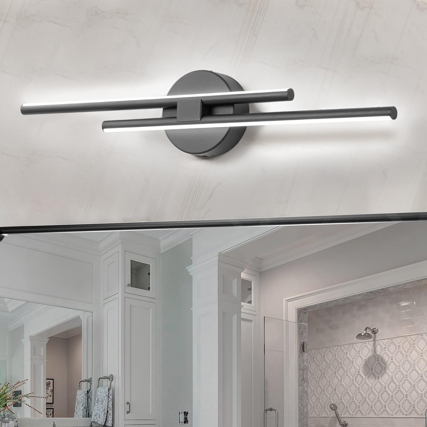 Edislive Dimmable Modern Led Vanity Light Fixtures Bathroom Vanity Wall Lighting  23.6 In Mirror Vanity Lighting Fixtures For Bathroom Bedroom Makeup Living Room  Black