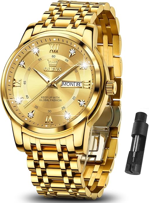 OLEVS Classic Men Watches with Date,Stainless Steel Man Watch with Date, Bussiness Watches for Men,Luminous Quartz Mens Wa...