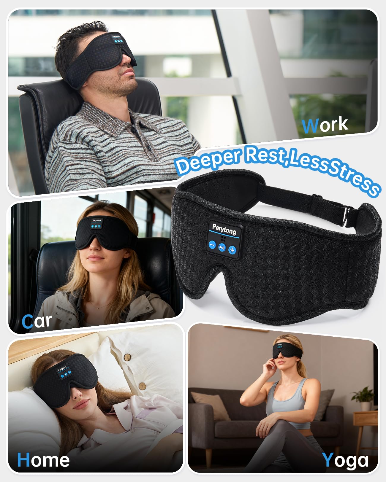 2-Pack Sleep Headphones Bluetooth 3D Sleep Mask & Wireless Headband Headphone with Ultra-Thin Speakers, Sleeping Headphones for Side Sleepers, Running, Workout, Insomniac, Travel, Gifts, Meditation