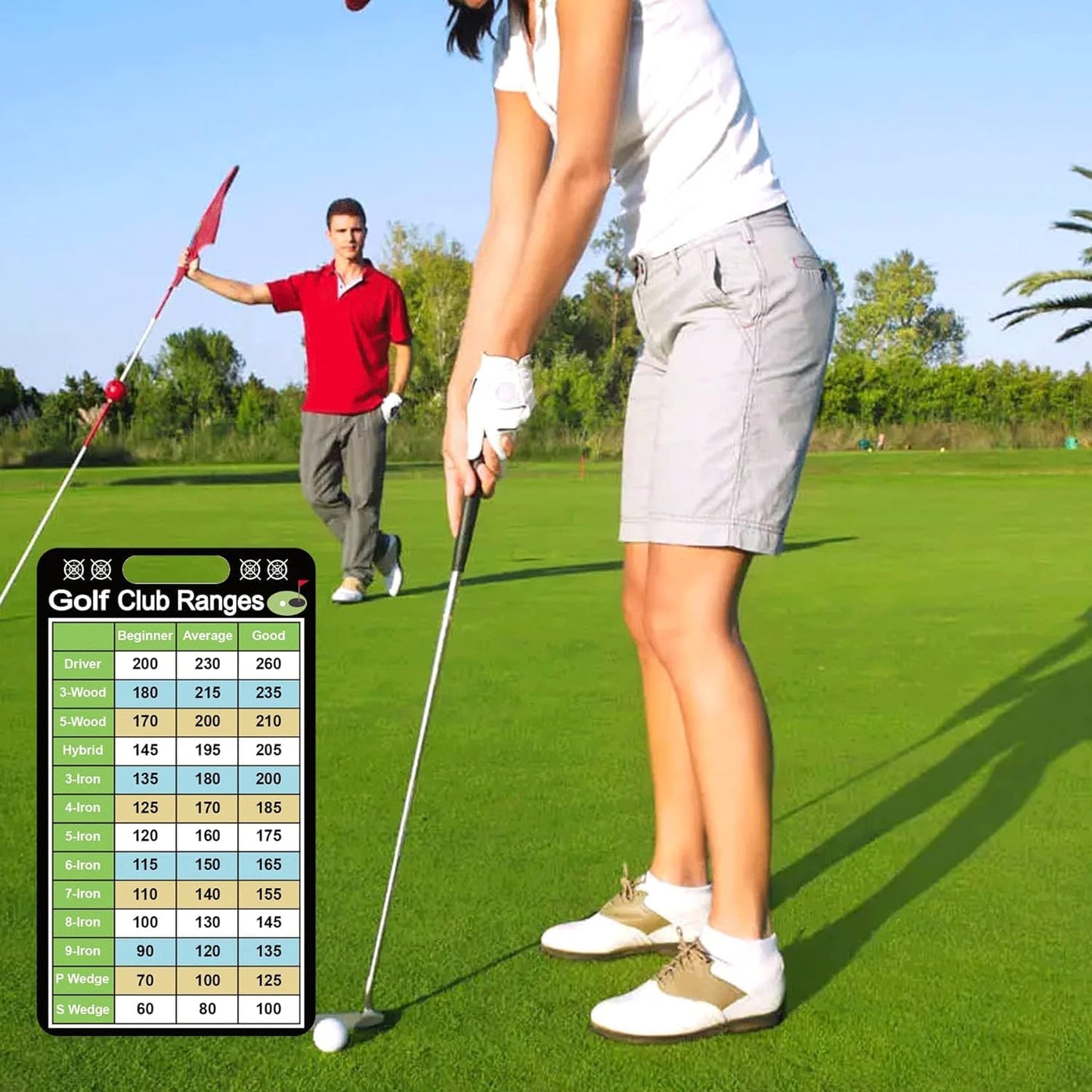 Golf Club Range Chart Card 2 x 3.5 inch Golfers Quick Reference Distance Card Golf Club Range Estimation Cheat Sheet Golfing Guide Card 10 Pcs