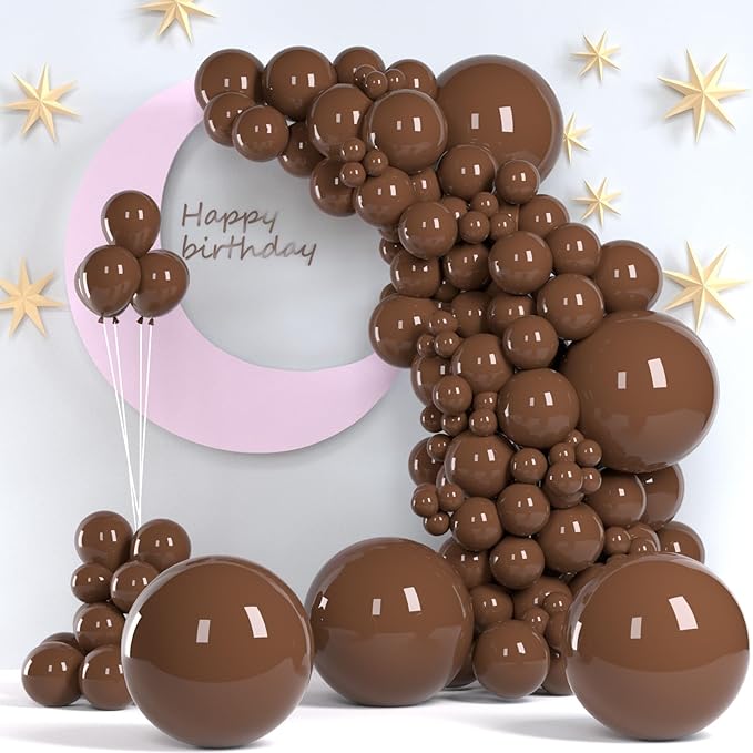 Dark Brown Balloons, 140pcs 18 12 10 5 Inch Different Sizes Pack Party Latex Balloons for BOHO Birthday Halloween Holiday ...