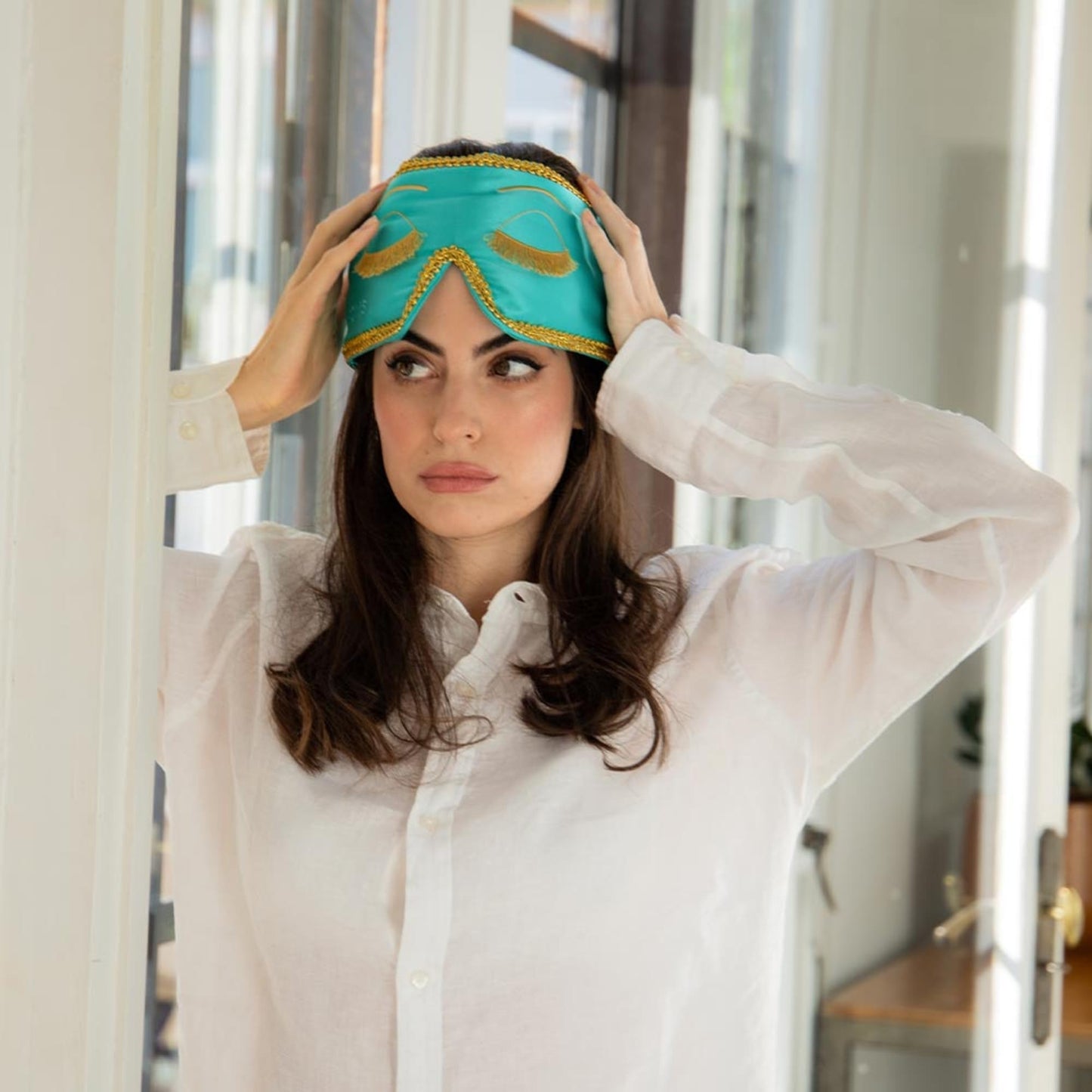 DROWSY Breakfast at Drowsy Silk Sleep Mask – 100% Pure Mulberry Silk, Total Blackout, Ultra-Soft & Skin Hydrating for Beauty Sleep, Fully Adjustable
