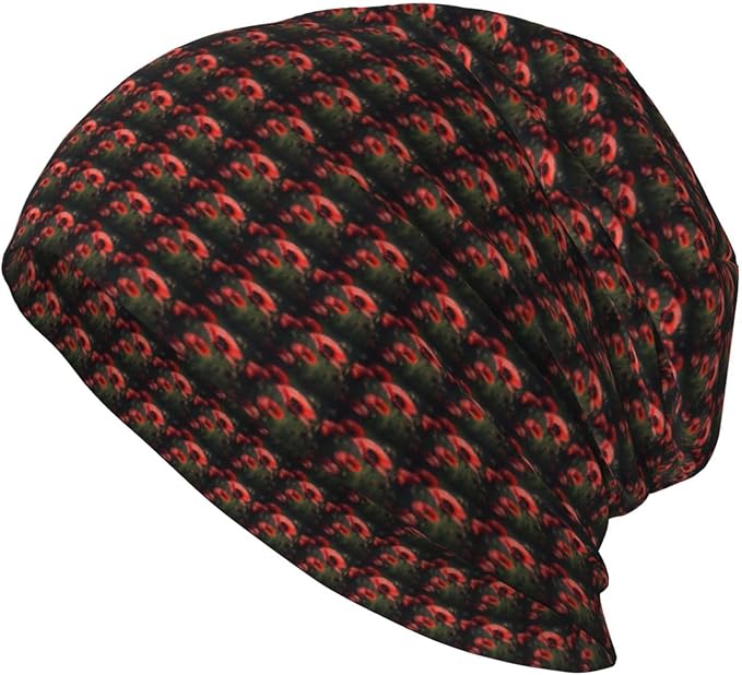 Red Poppy Flower Print Winter Beanie Hat Men Women Soft Lightweight Thermal Cap for Outdoor Skiing Wear
