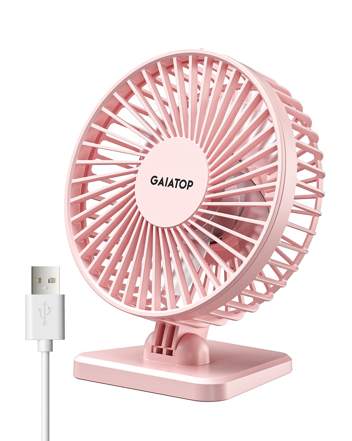 Gaiatop USB Desk Fan  Small But Powerful  Personal Portable Quiet 3 Speeds  Adjustable Mini Table Desktop fan for Cooling Home Office Car Summer Travel Gifts Pink-New