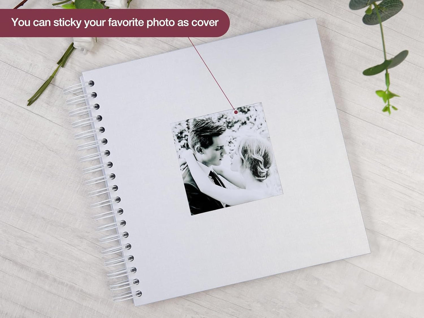 potricher 10 x 10 Inch DIY Scrapbook Photo Album 80 Pages Thick Kraft Blank White Paper Memory Book for Wedding and Anniversary Family (White, 10 Inch)
