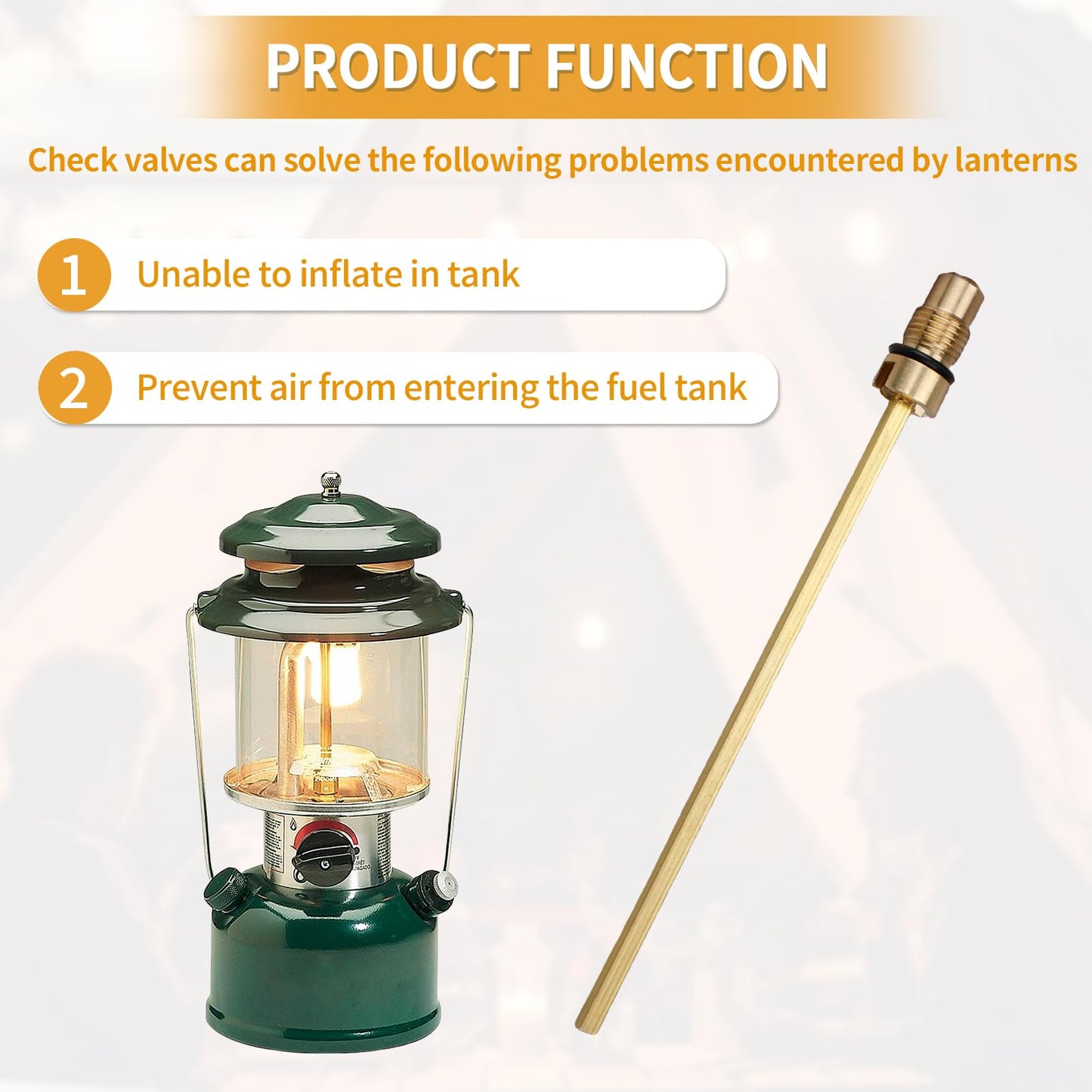 FATCANMA Check Valve & Air Stem Assembly for Coleman Gas Lanterns, Brass