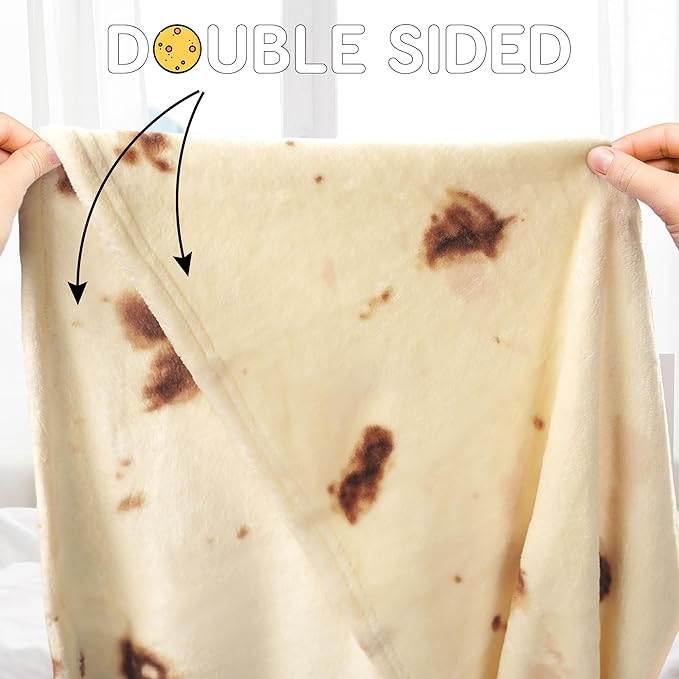 Zulay Extra Large Burritos Tortilla Throw Blanket – Wrap Yourself Like a Giant Taco! Double-Sided, Funny & Ultra Cozy Novelty Blanket, Super Soft 285 GSM Flannel, 60 Inches