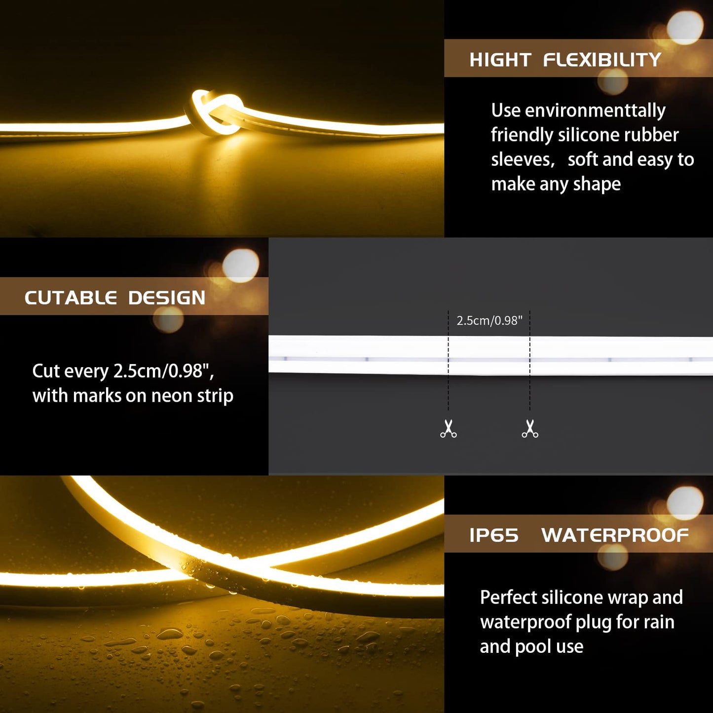 Owofydr Neon Rope Lights - Cuttable And Dimmable Neon Light Strip 16.4Ft/5M Neon Led Strip Lights 12V For Lighting Decoration Indoors Outdoors [ No Power Adapter] Warm White