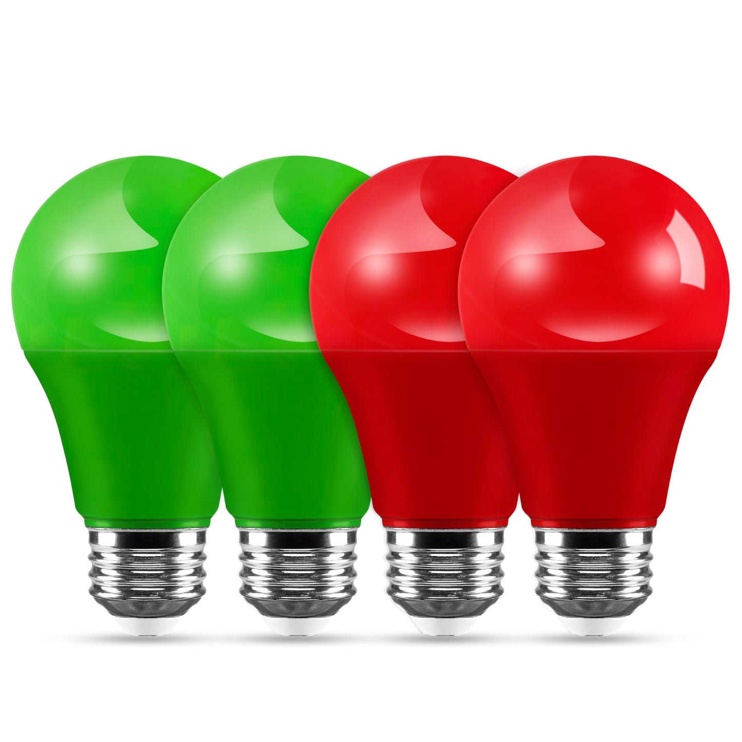 Joyin Red And Green Light Bulbs - 4 Pack Led A19 Christmas Light Bulbs  E26 Base 9W Red Green Lightbulb Party Holiday Lighting  Porch Garden Indoor Outdoor Christmas Decoration