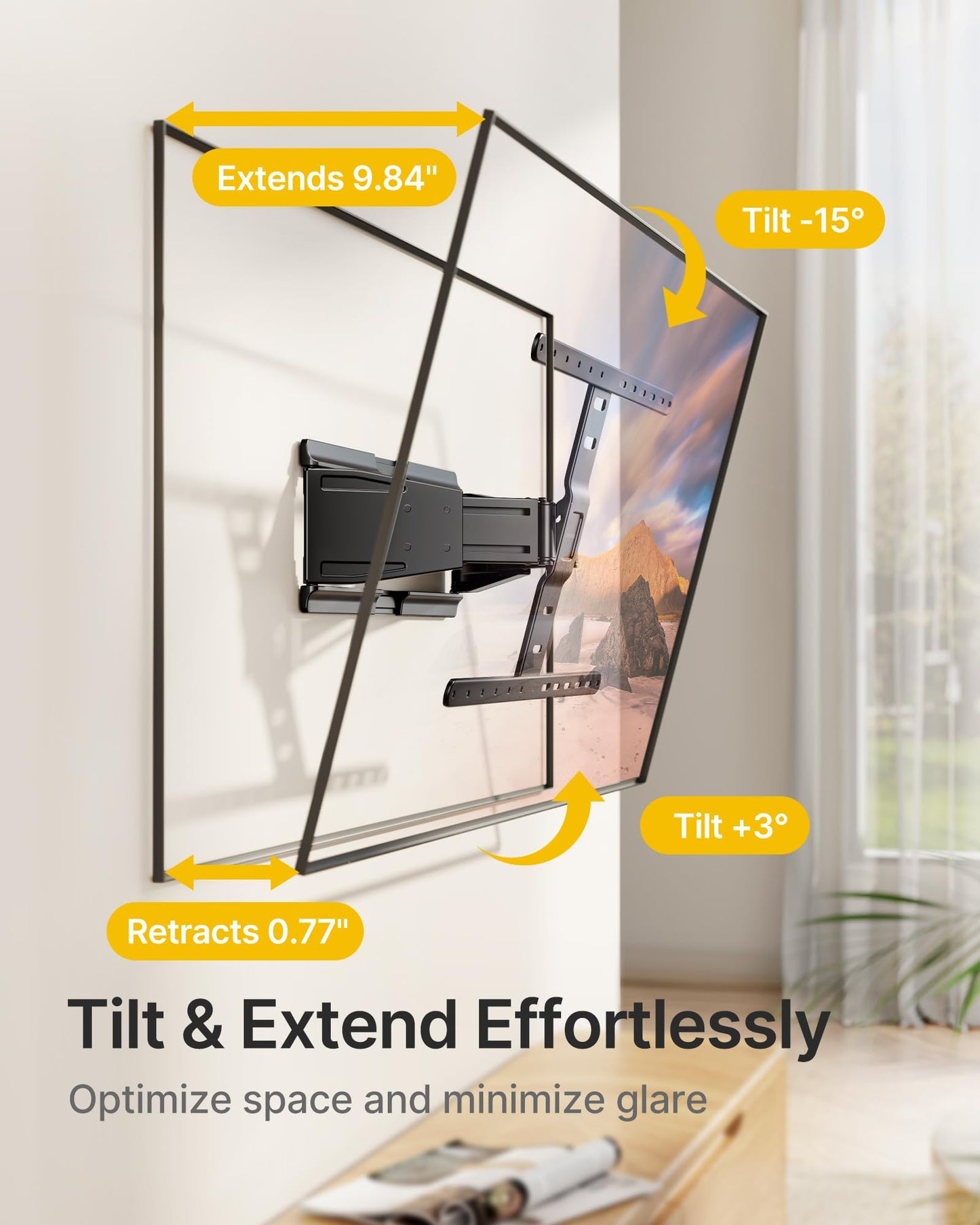 monTEK 0.77" Ultra Slim TV Wall Mount for 43-90 Inch TVs, Swivel & Tilt & Leveling & Extension Wall Mount TV Bracket with Articulating Dual Arms, Low Profile Full Motion tv Mount, 4X Weight Tested