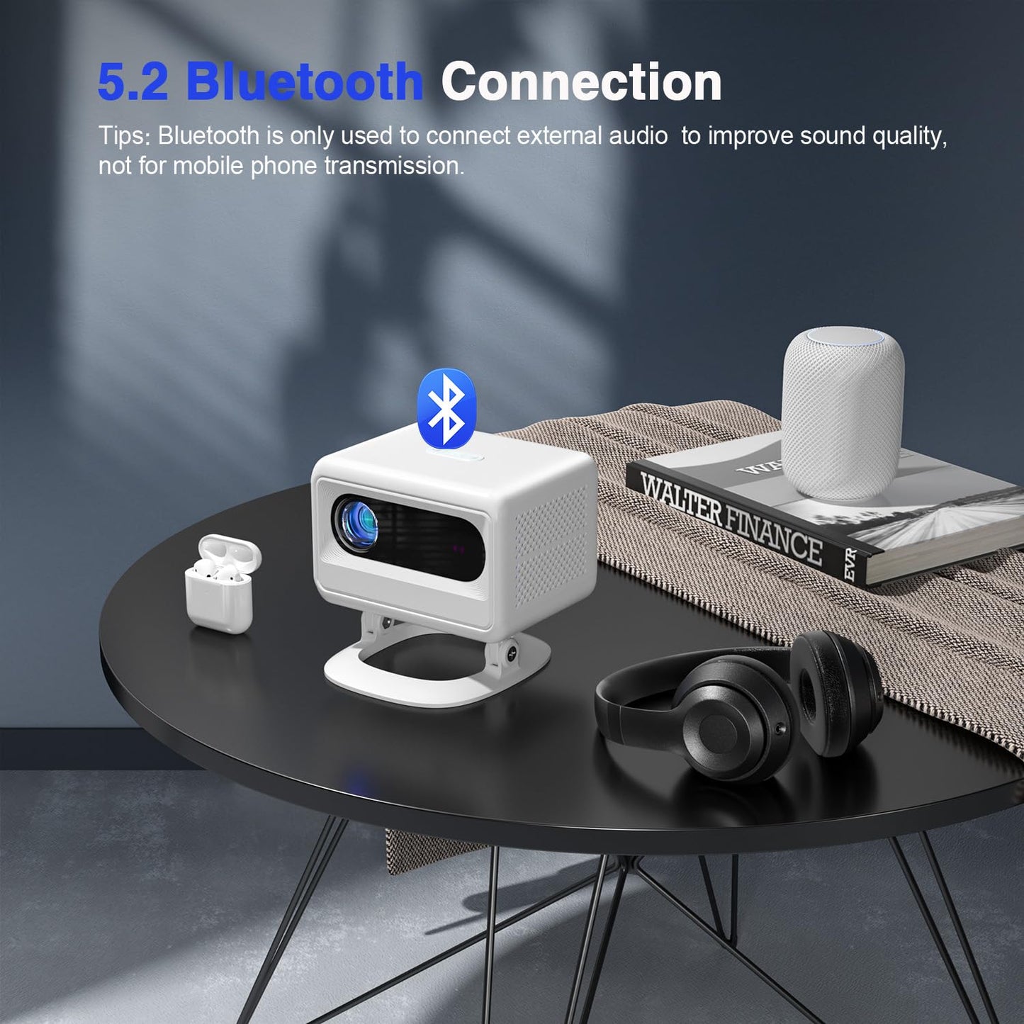 AuKing Projector,2025 Upgraded Projector with Wifi and Bluetooth, ±50° Vertical Keystone, FHD 1080P Movie Projector Compatible with HDMI/USB/AV/Smartphone/TV Box/Laptop