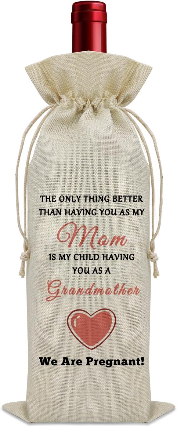 New Grandma Gifts Wine Bag Mothers Day Gifts for Mom Promoted to Grandma Wine Accessories Gifts for Wine Lovers Grandma to Be Gifts Birthday Gifts for Women Grandmother Wine Bottle Decoration Bag