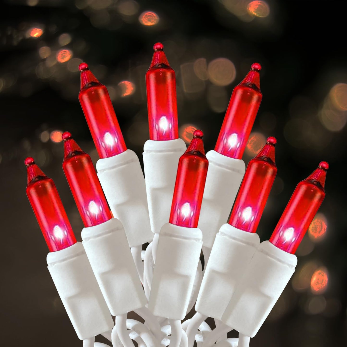 Christmas Lights 100 Count Red Christmas Tree String Lights With White Wire For Outdoor Indoor Christmas Decorations Wedding Decorations Valentines Day Decor Ul Certified (21Feet)