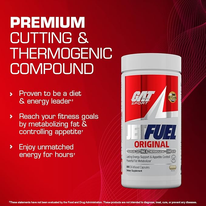 GAT SPORT JetFuel Original - Weight Loss Supplement, Energy Booster, Fat Burner, Appetite Suppressant (144 Capsules)