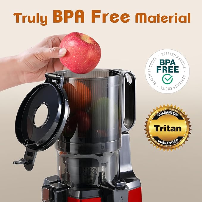 Fretta Cold Press Juicer, Juicer Machines Vegetable and Fruits,Masticating Juicer with 5.3'' Large Feed Chute fit Whole Fruits,Healthy BPA-free, 250W Powerful, Perfect for Christmas gifts