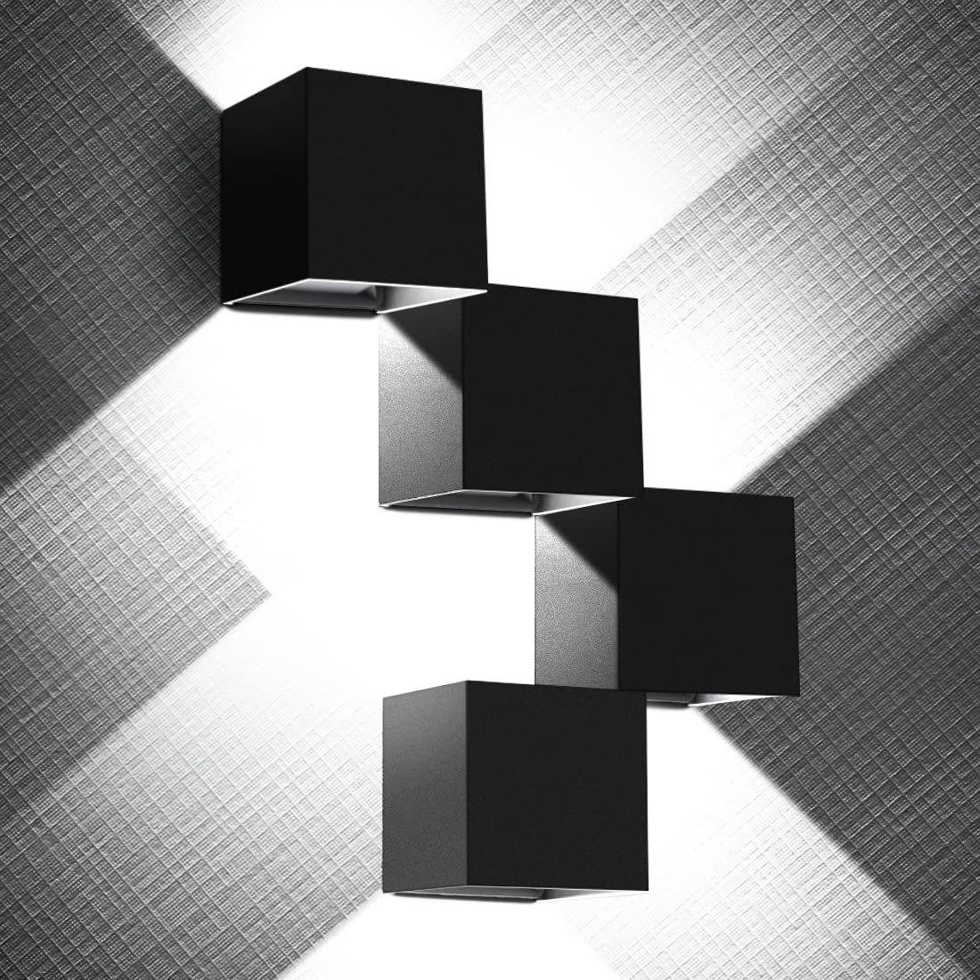 ledmo 20W Outdoor Wall Sconce Light, Adjustable Beam, IP65, Black, 4 Pack