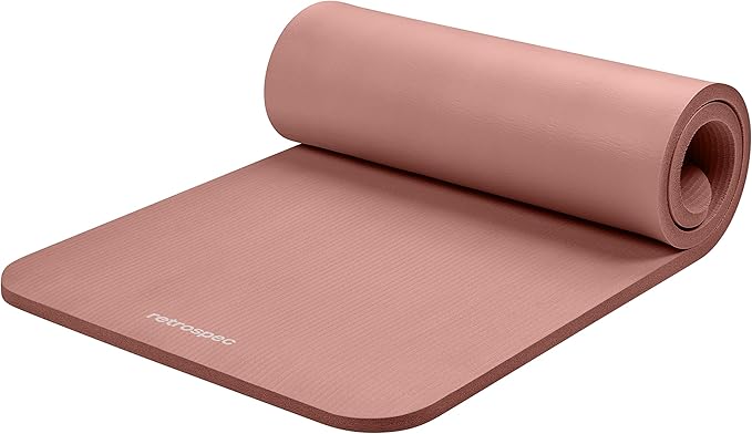 Retrospec Solana Yoga Mat 1" Thick w/Nylon Strap for Men & Women - Non Slip Exercise Mat for Home Yoga, Pilates, Stretchin...