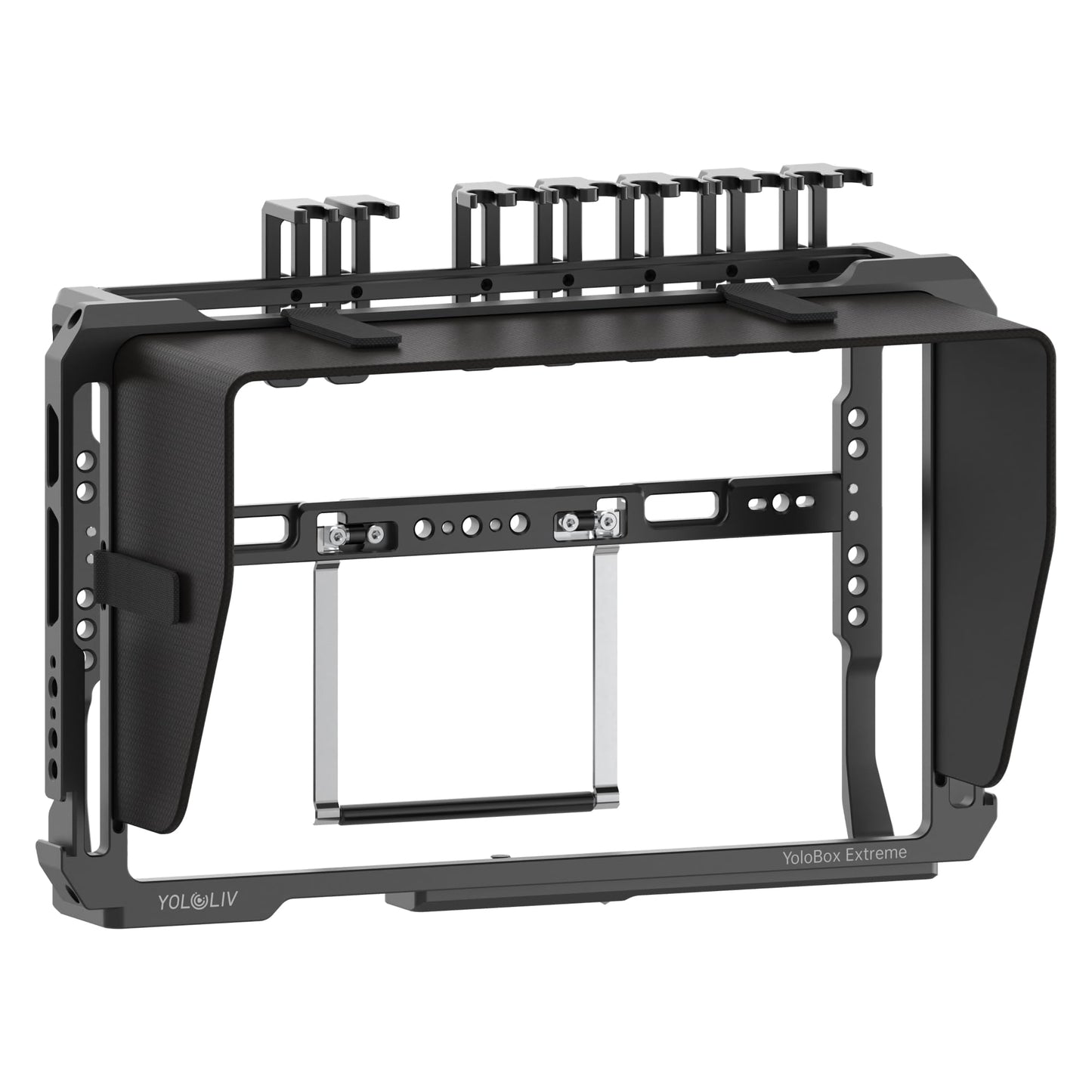 Yololiv Yolobox Extreme Cage - Aluminum Protective Cage With Cold Shoe Mounts, 1/4 Threads, Quick-Release Sun Hood
