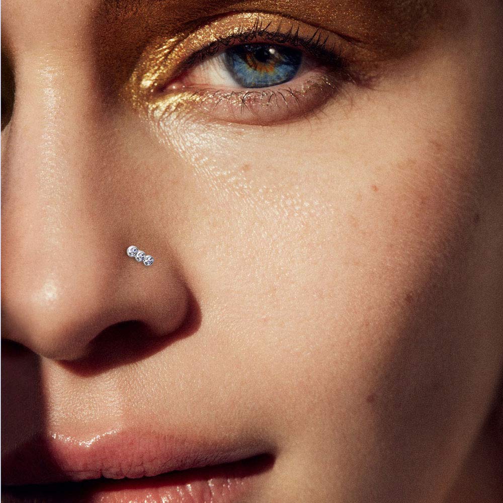 Silver Nose Rings Stud for Women Men 20G Surgical Steel Bone Nose Rings Straight