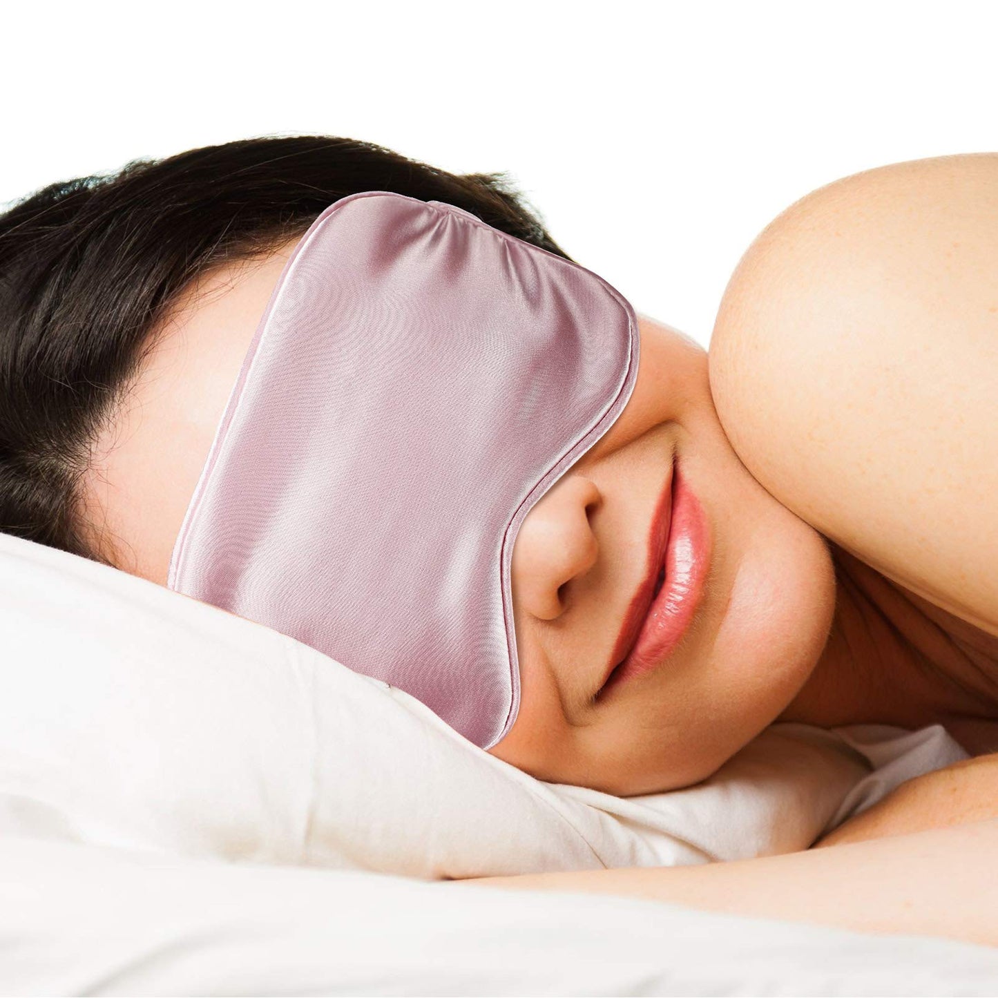Silk Satin Sleeping Mask Eye Mask Set Include 2 Blindfold Eyeshade Elastic Strap Double Layer Silk Filling Eye Cover 2 Ear Plugs 2 Storage Bags for Women and Men Sleep Travel Nap (Black, Pink)